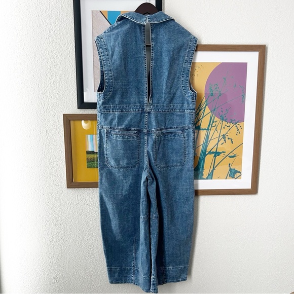 NWT Free People Lantana Cropped Denim Coverall Jumpsuit - Picture 7 of 7